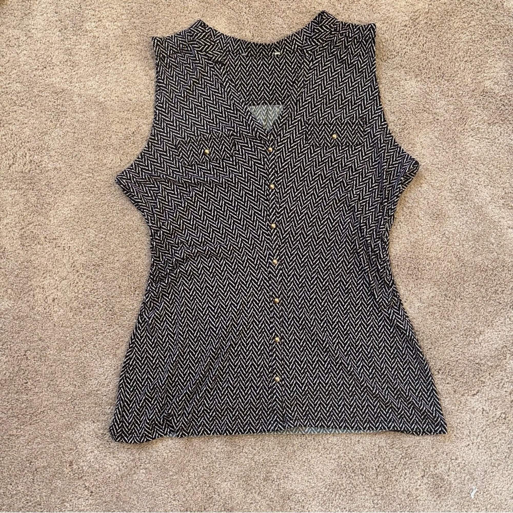 White House Black Market Black and White Patterned Women's Top